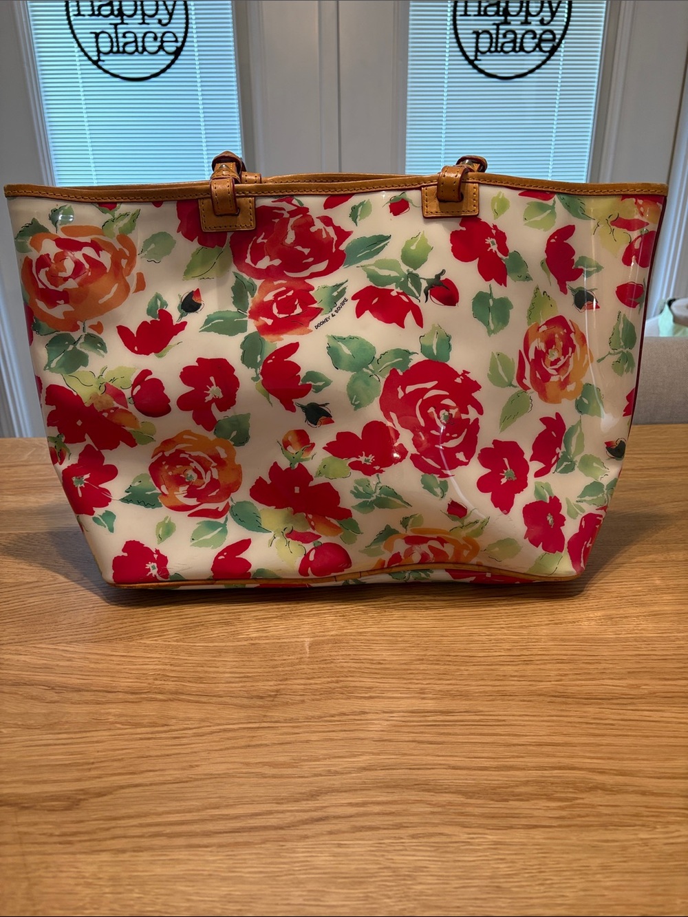 Vintage Dooney & Bourke Floral Tote with Pink, Green, and Orange Accents. - Picture 3 of 16